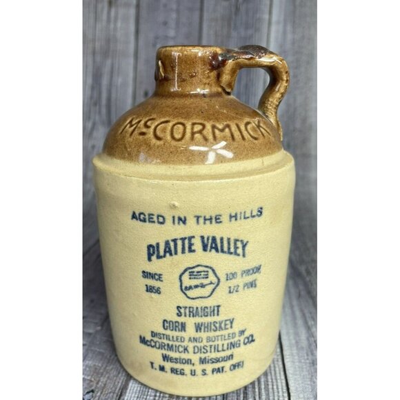 Vintage McCormick Platte Valley Corn Whiskey Stoneware Jug - Picture 1 of 8